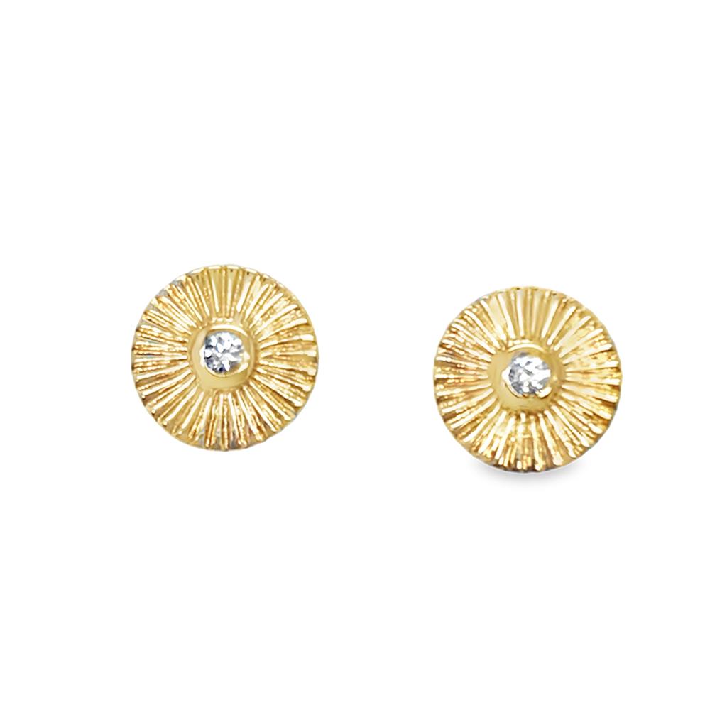 14kt Yellow Gold Diamond Disc Stud Earrings