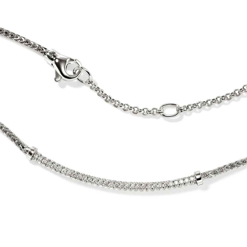 Sterling Silver 1.8mm Pavé Diamond Necklace NBP986972DIX16-18