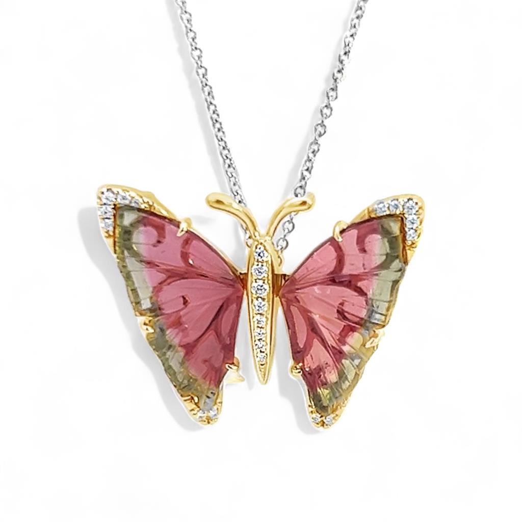 18KT Yellow Gold Butterfly Pendant Necklace