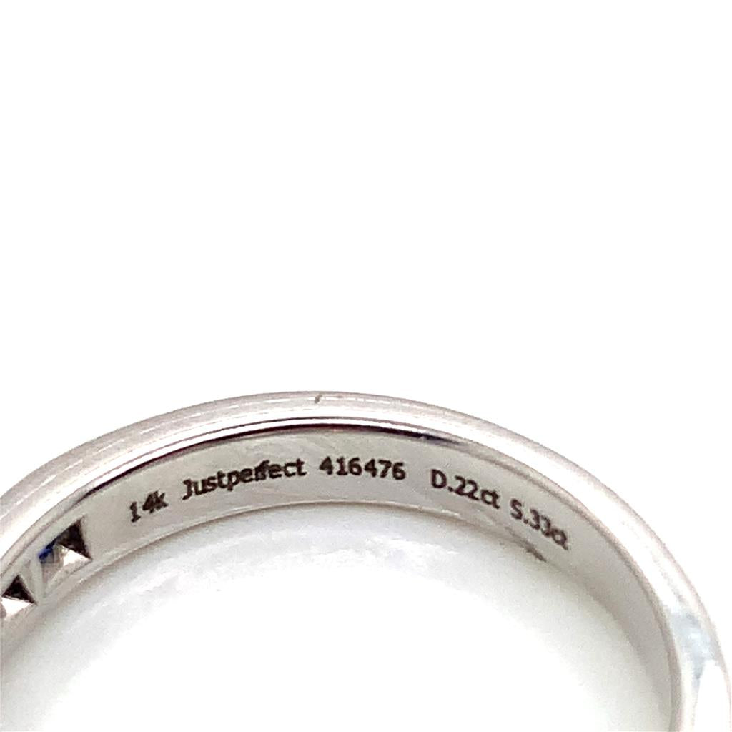 14KT White Gold Diamond & Sapphire Alternating Band