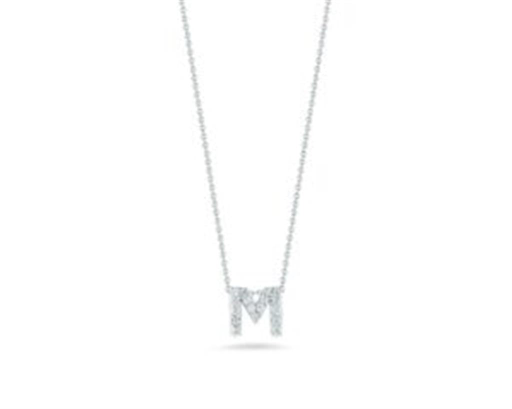 Love Letter "M" Pendant with Diamonds
