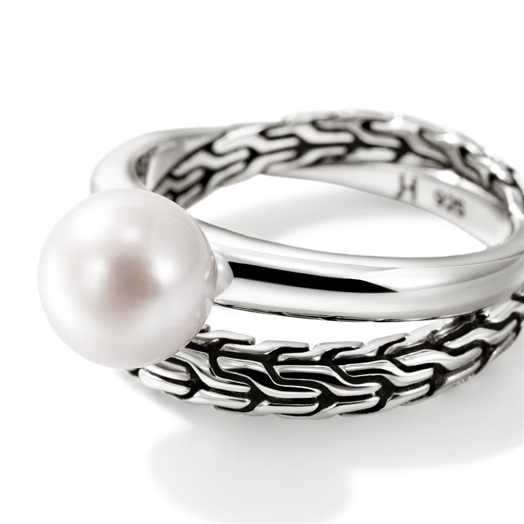 Sterling Silver Pearl Carved Chain Ring RB987771X7