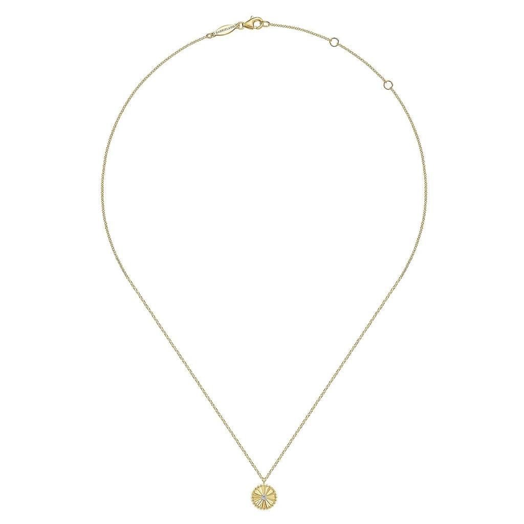 14K White Yellow Gold Diamond Pendant Necklace-Bujukan NK6862M45JJ