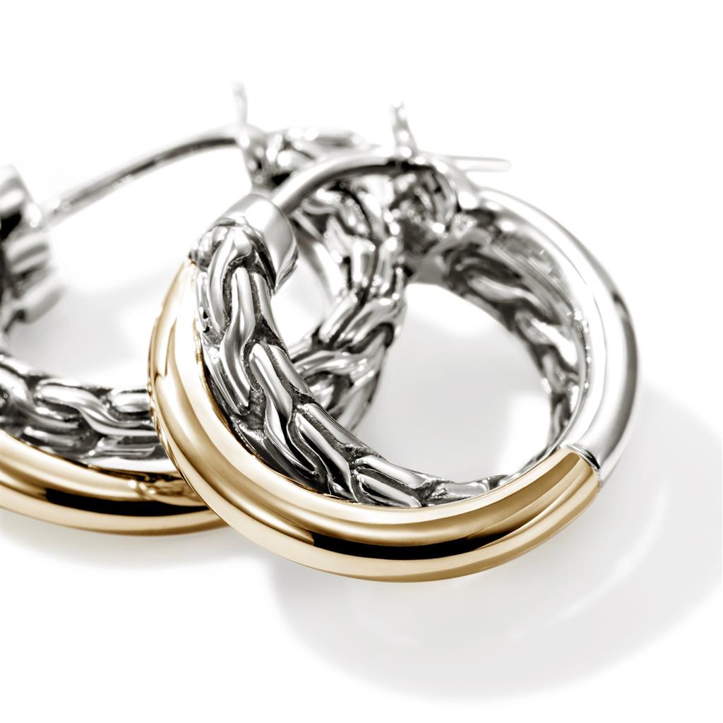 Sterling Silver & 14kt Yellow Gold 9.5mm Essential Crossover Hoop Earrings
