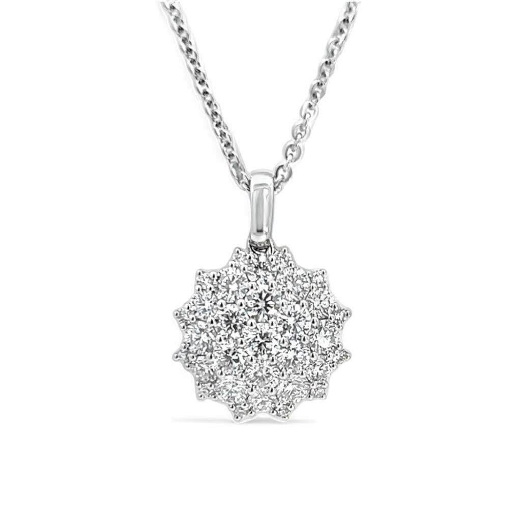 18KT White Gold Cluster Diamond Pendant