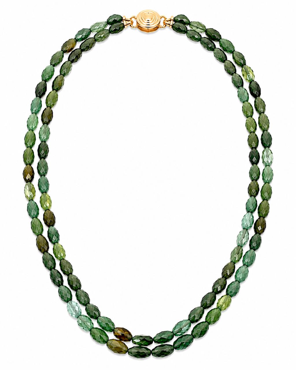 14KT Yellow Gold Green Tourmaline Bead Strand Necklace