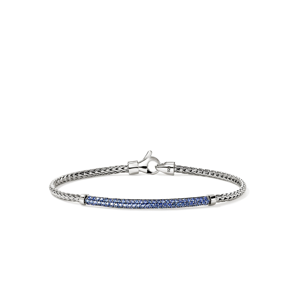 Sterling Silver Blue Sapphire Essential Pavé 2.5mm Bracelet