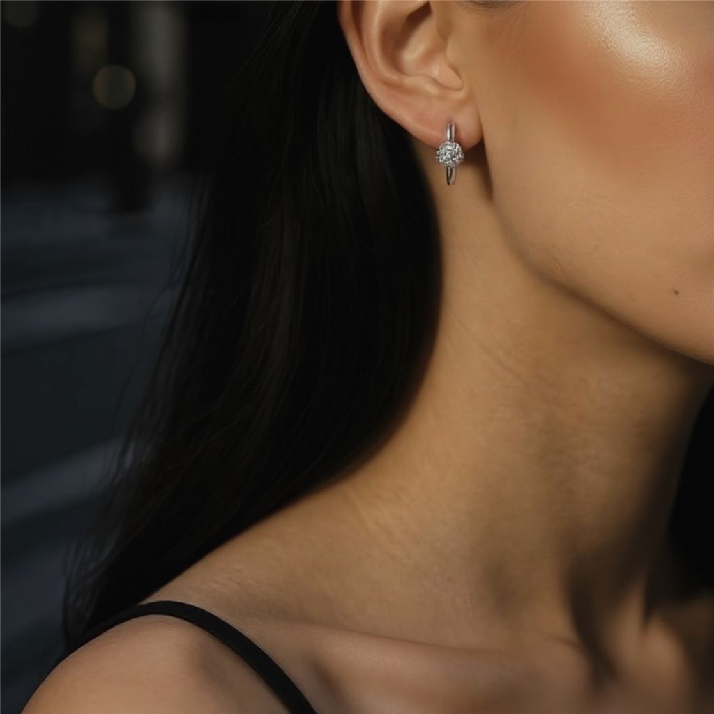 Eternity Diamond Cluster Hoop Earrings