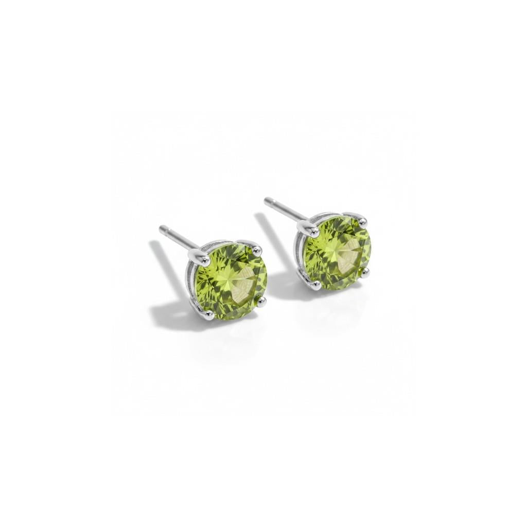 14K White Gold Round Peridot Stud Earrings | 0.50ct