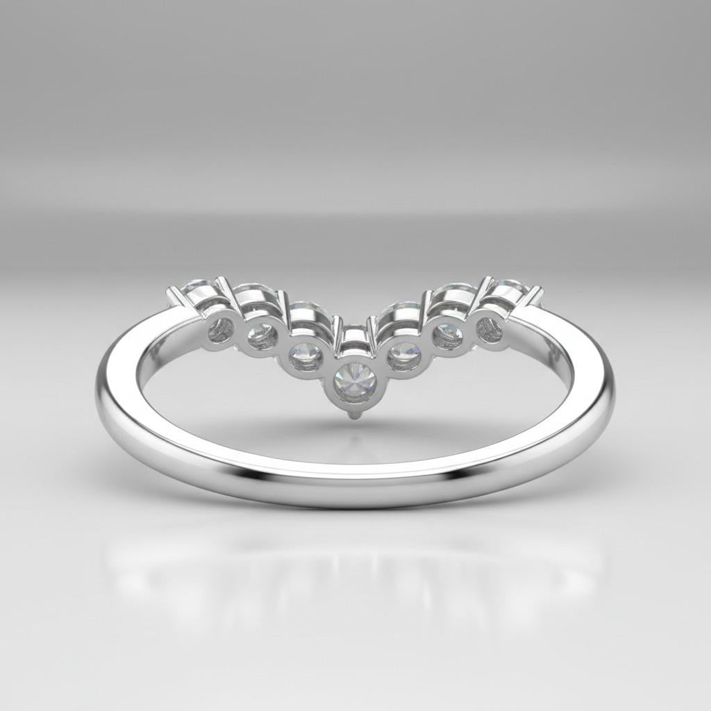14KT White Gold Curved Diamond Wedding Band