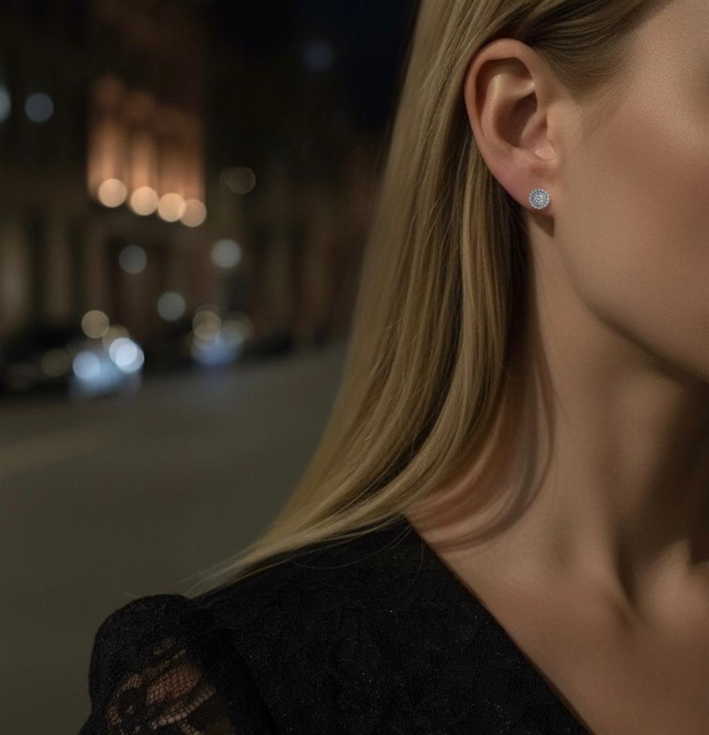Eternity Double Halo Diamond Stud Earrings