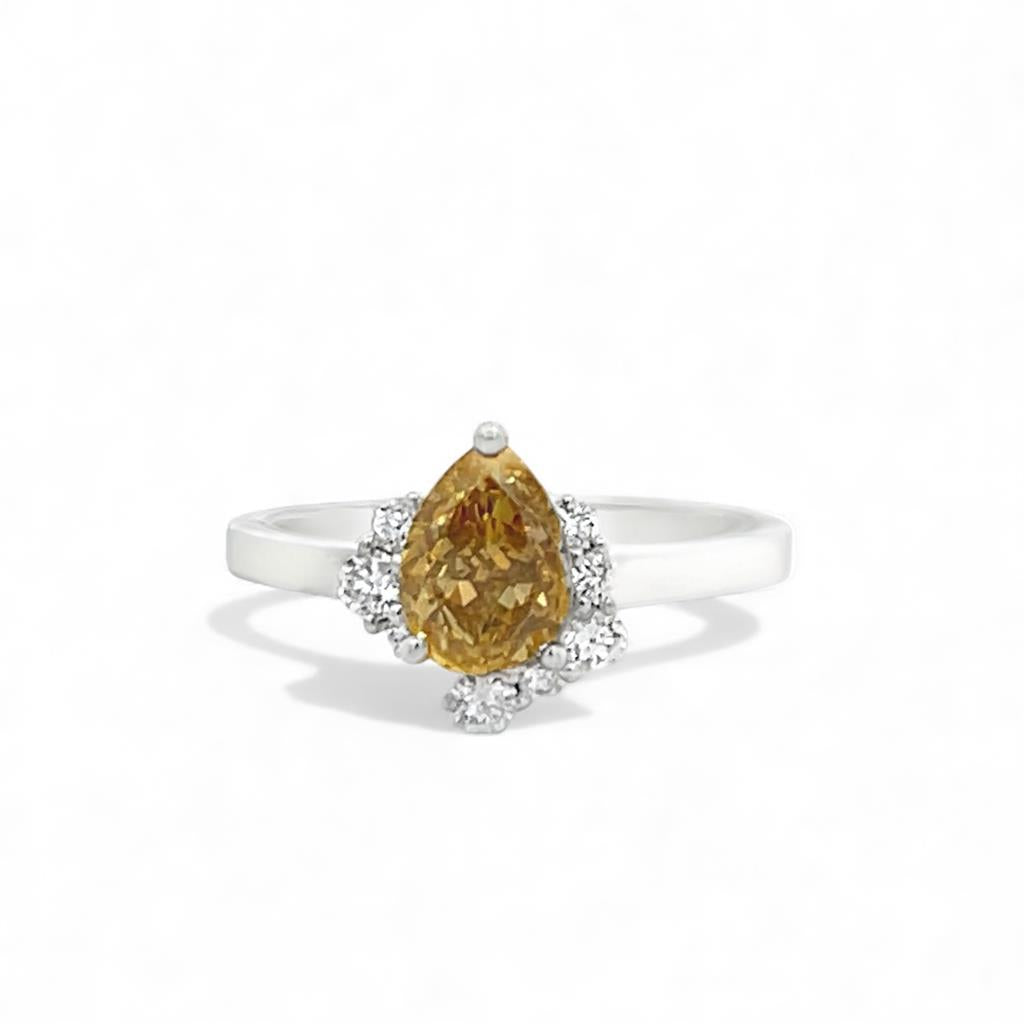 14K White Gold Cluster Engagement Ring