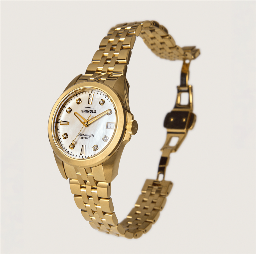 Shinola S0120484270 Circadian Monster 36mm Yellow Gold PVD Mother of Pearl Diamond Dial Watch