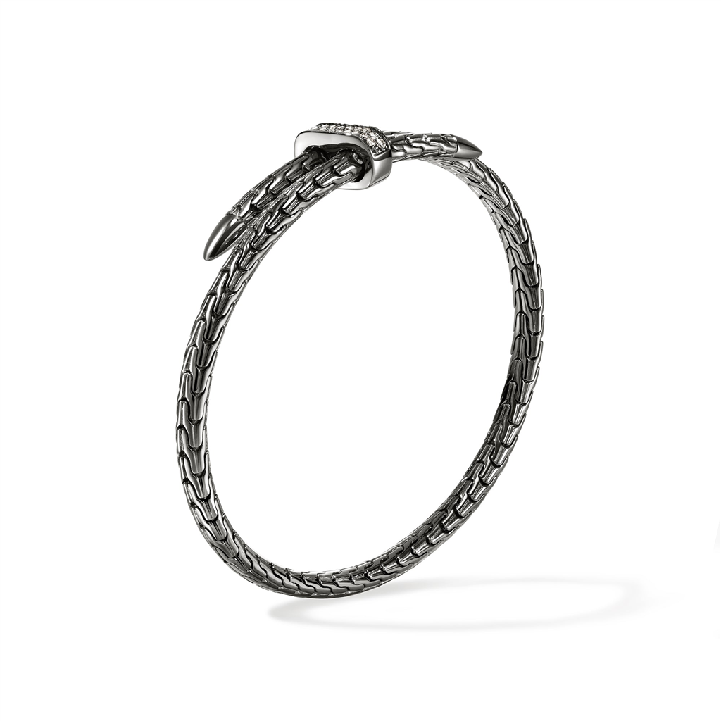 Darkened Sterling Silver Diamond-Accented Spear Flex Cuff Bypass Bracelet CBP987872BRDDIXS