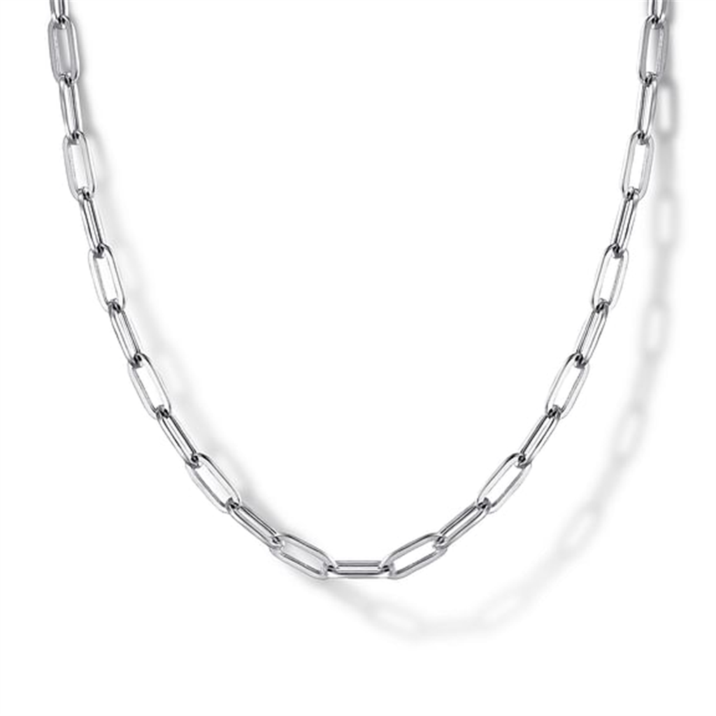 Sterling Silver Solid Paperclip Chain Necklace – 24