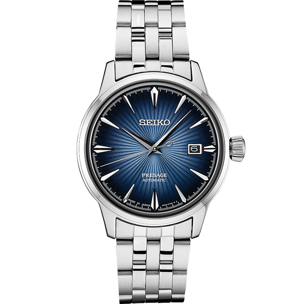 Seiko Presage Cocktail Time Stainless Steel Blue Index Dial Watch – Ref. SRPB41