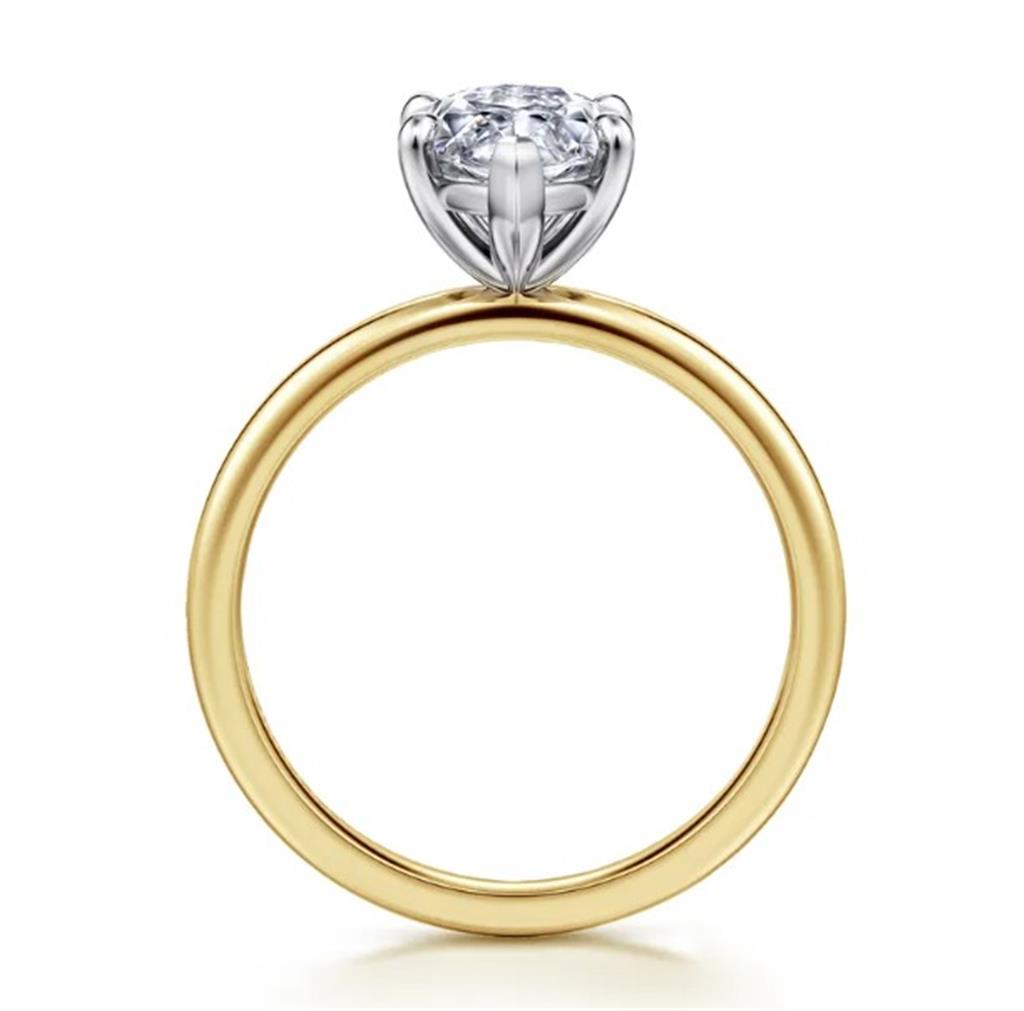 14KT Two-Tone Solitaire Engagement Ring Semi-Mounting