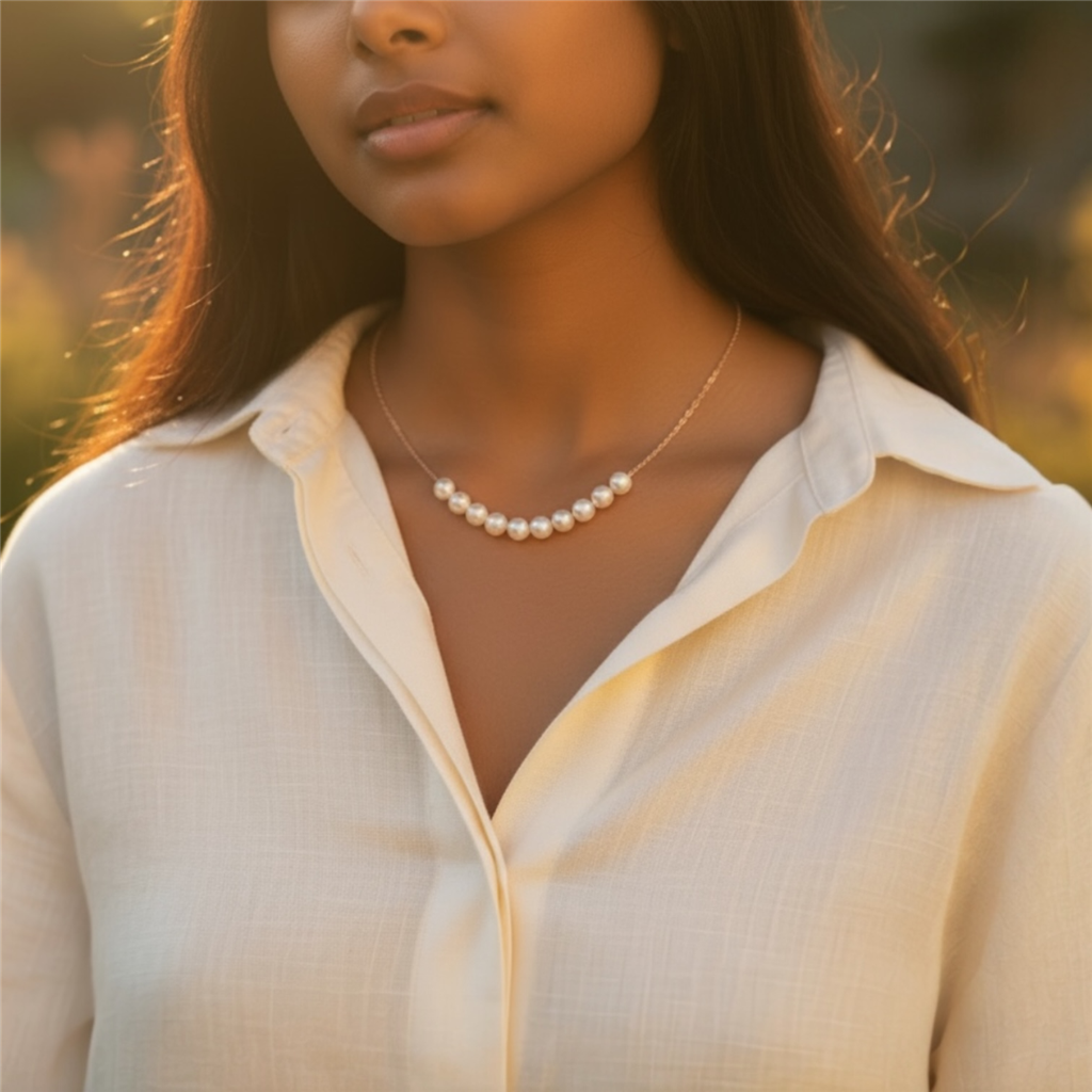 14Kt Rose Gold Pearl Necklace