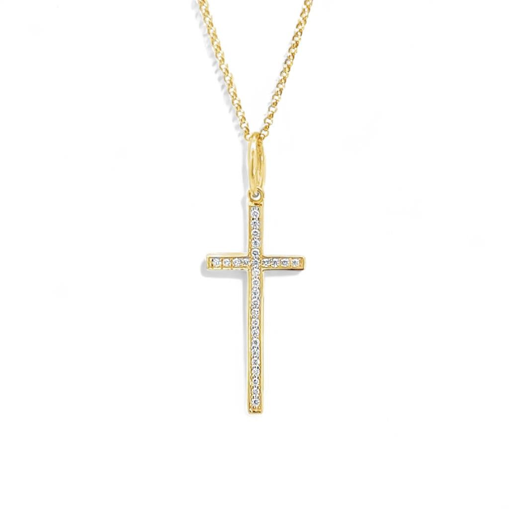 14KT Yellow Gold Cross Diamond Pendant