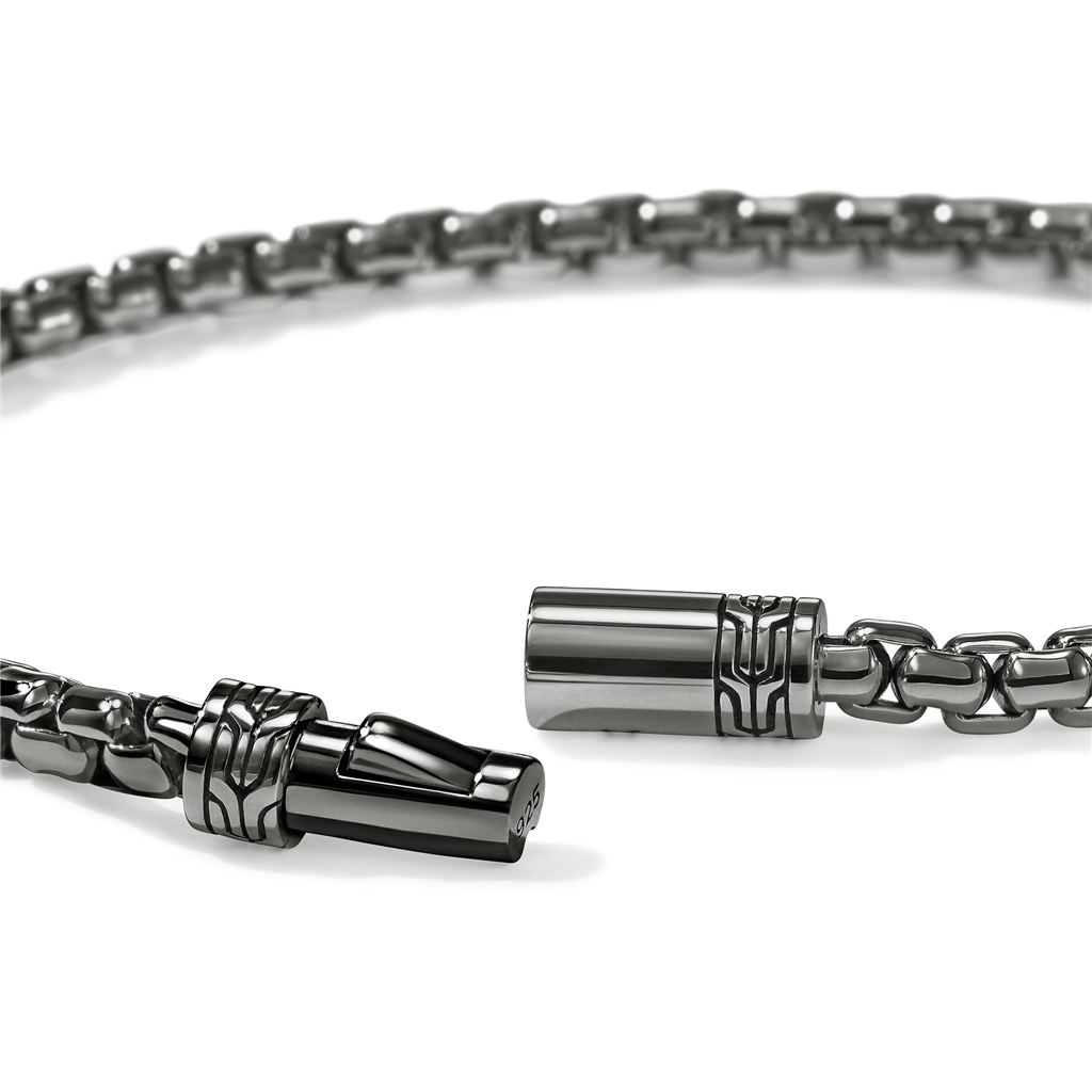 Dark Sterling Silver 3.7mm Box Chain Bracelet