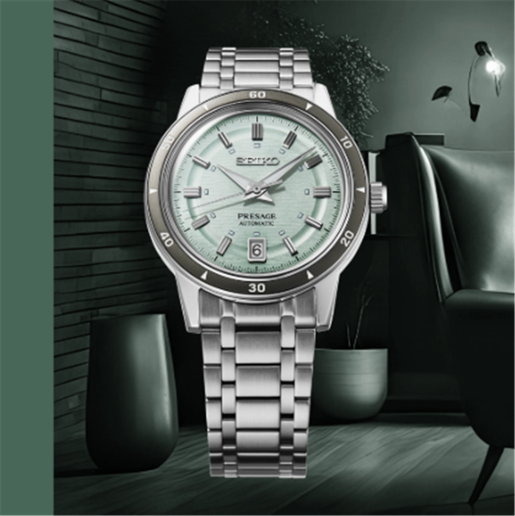 Seiko Presage Style 60s Stainless Steel Mint Green Index Dial Watch – Ref. SRPL71