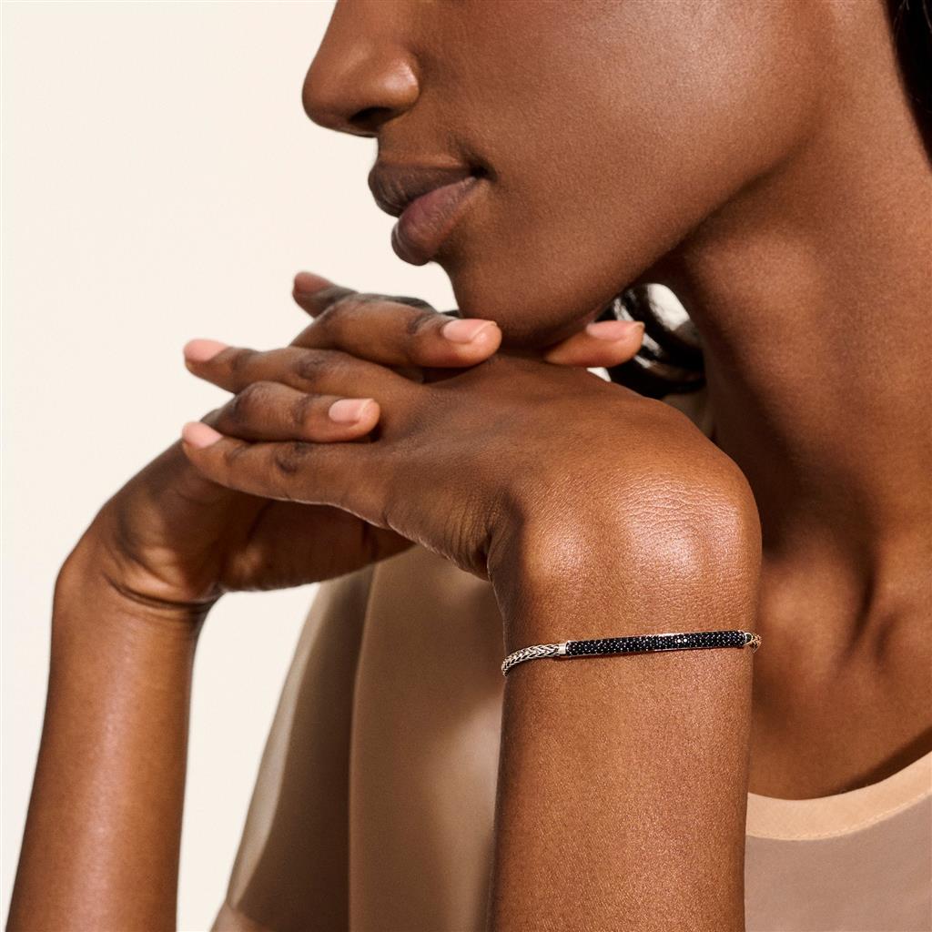 Sterling Silver Treated Black Sapphire Essential Pavé 2.5mm Bracelet