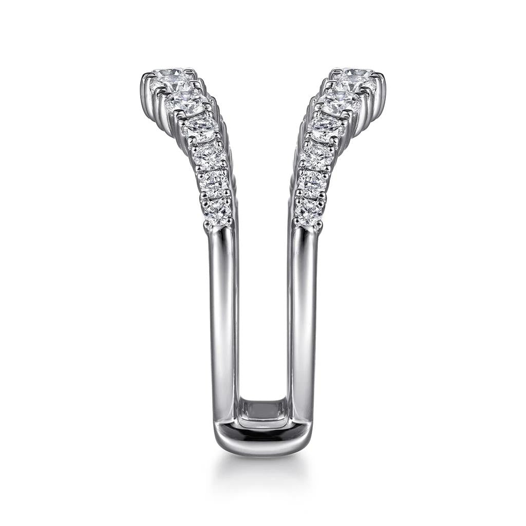 14K White Gold Curved Diamond Ring Enhancer