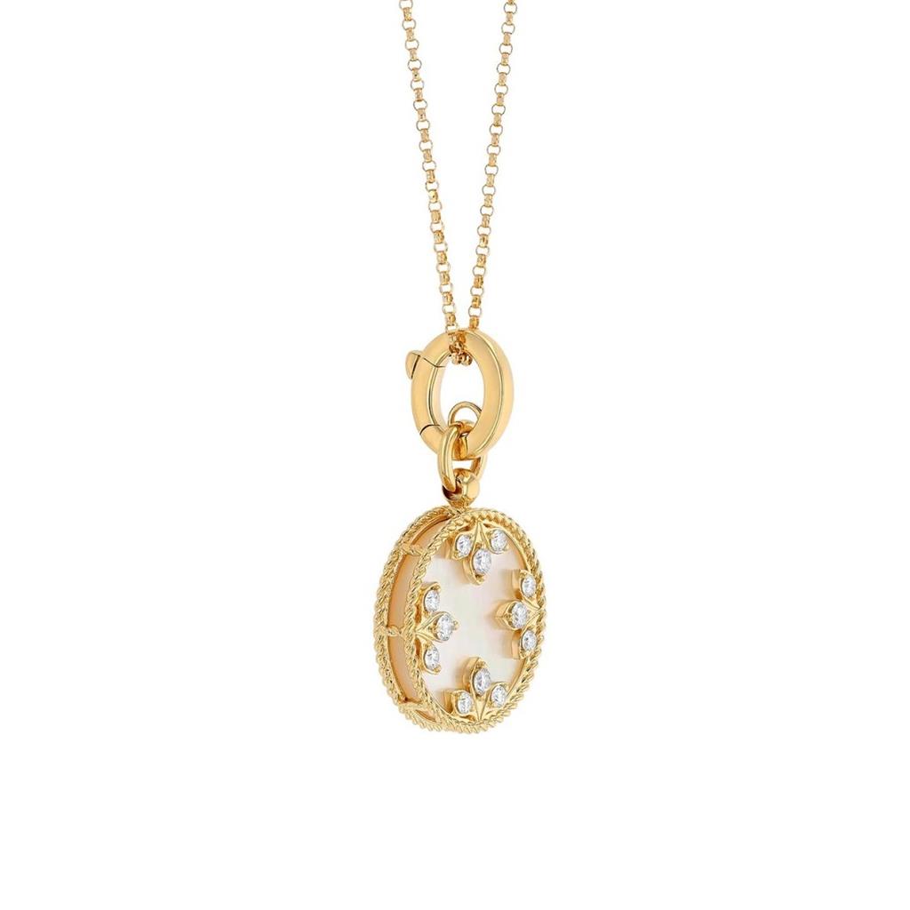 18kt Yellow Gold Venetian Princess Mother of Pearl & Diamond Medallion Necklace