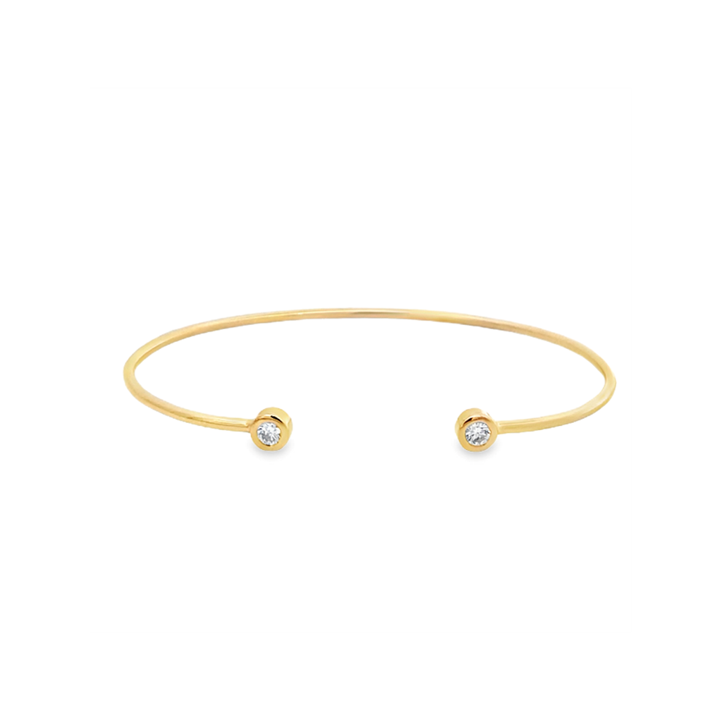 14K Yellow Gold Bezel Set Diamond Cuff Bracelet