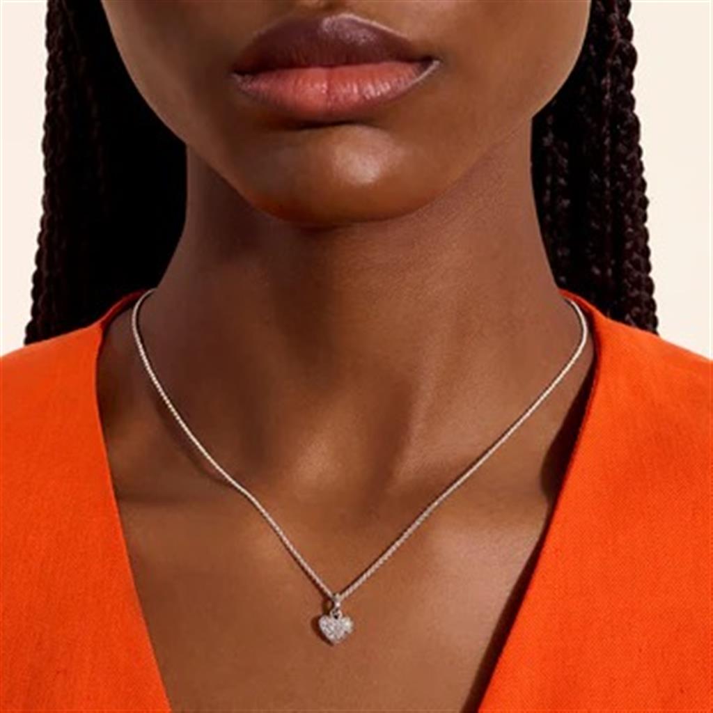 Sterling Silver 1.5mm Diamond Essential Heart Pendant Necklace