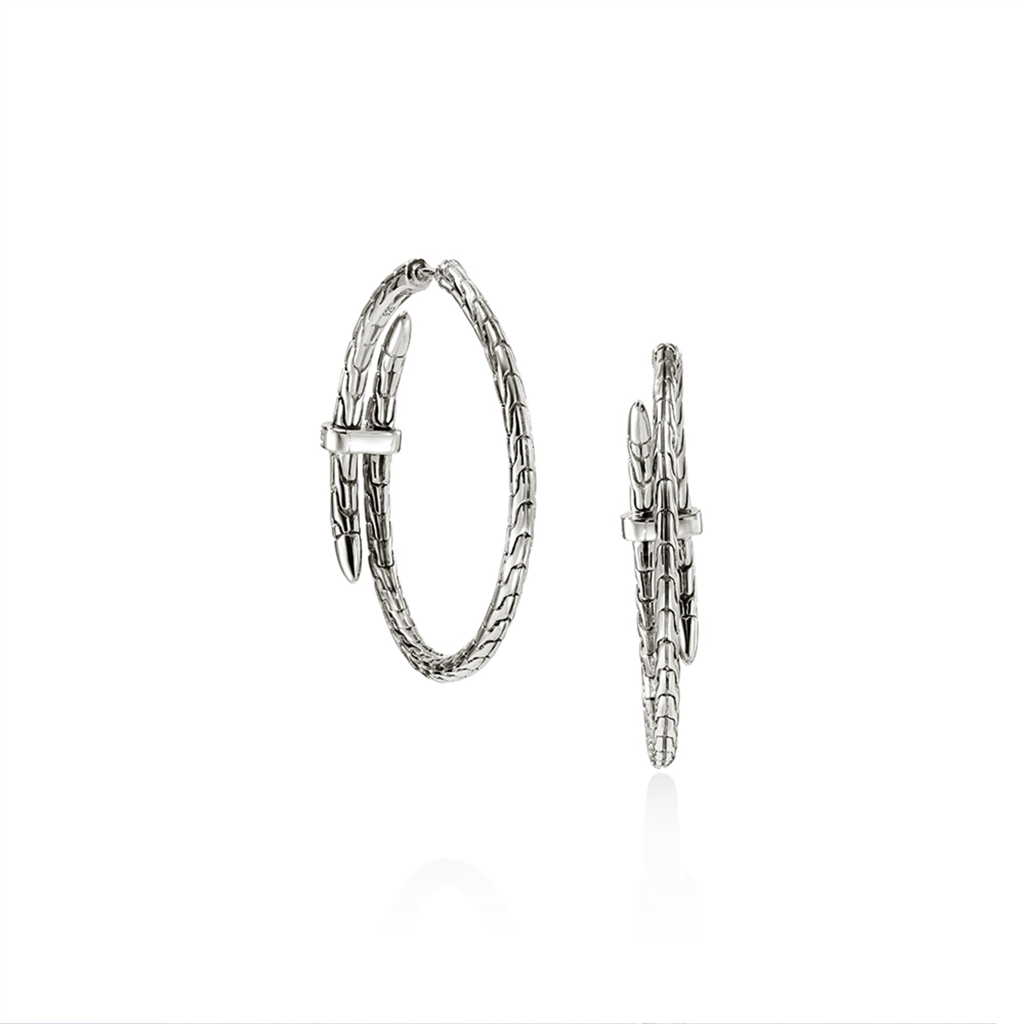 Sterling Silver 34mm Diamond Pave Hoop Earrings