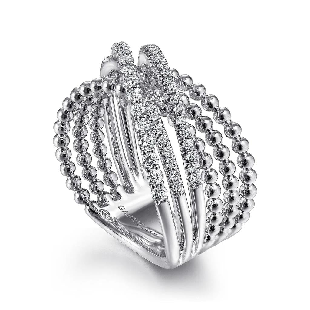 Sterling Silver White Sapphire Bujukan Criss Cross Ring