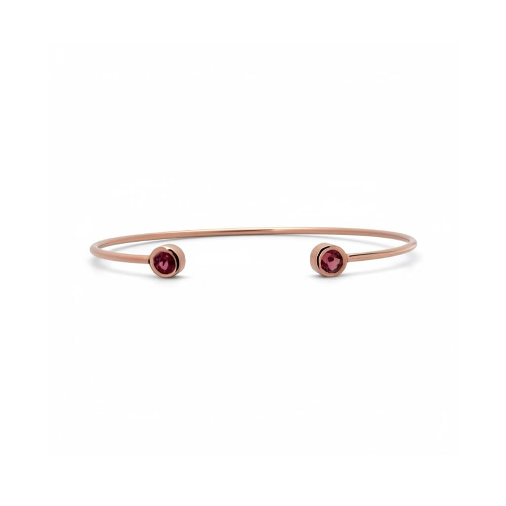 14KT Rose Gold Bezel-Set Pink Tourmaline Cuff Bracelet