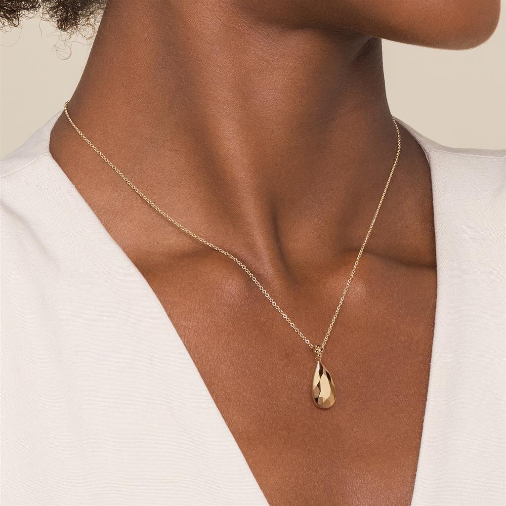14KT Yellow Gold Bujukan Clover Teardrop Necklace