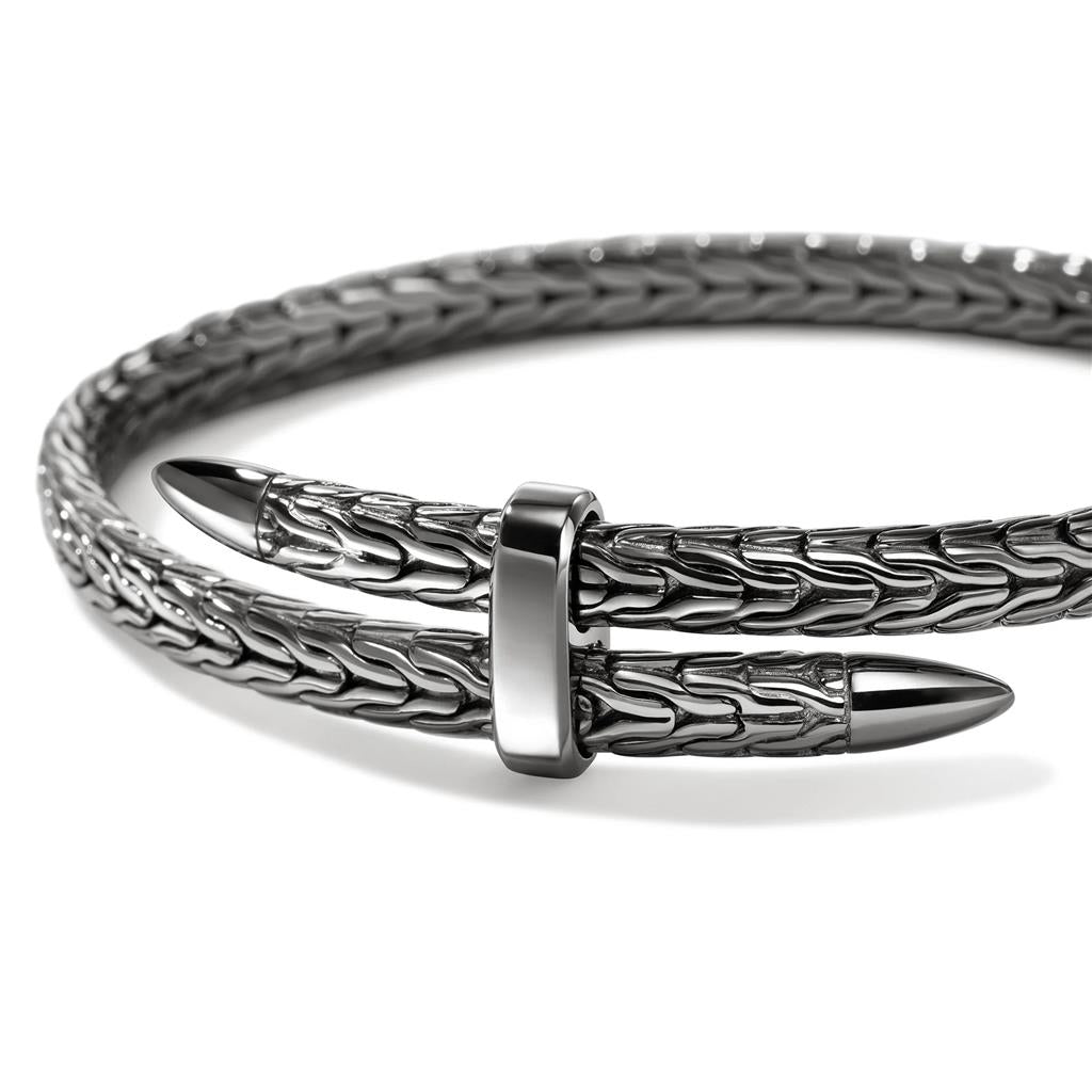 Dark Sterling Silver Black Rhodium 5.5mm Spear Cuff Bracelet CM901107BRDXL