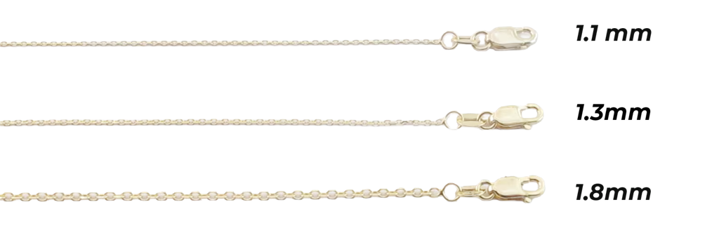 14K Yellow Gold Diamond-Cut 1.3mm Cable Chain Necklace | 18 Inch