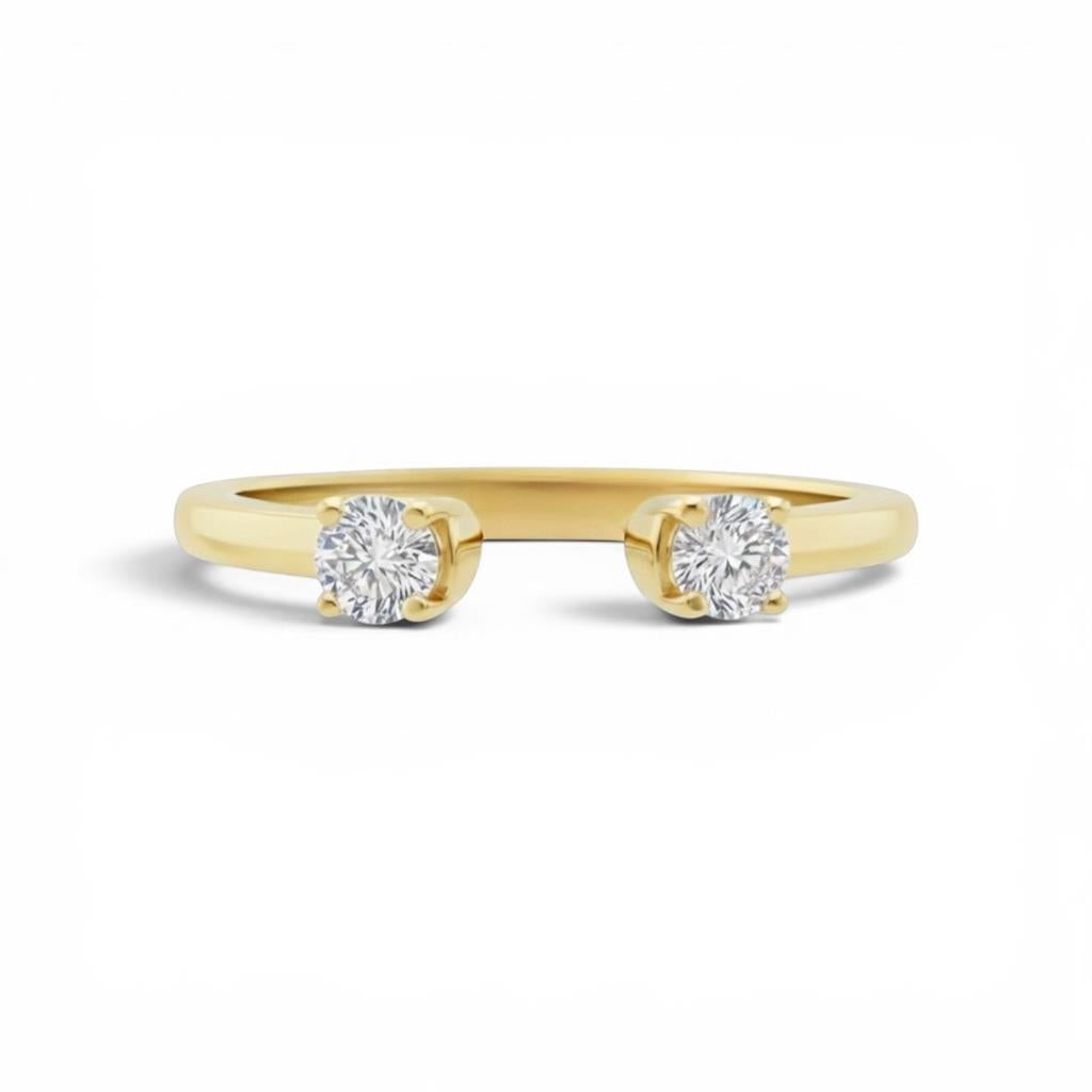 14K Yellow Gold Two Diamond Open Ring