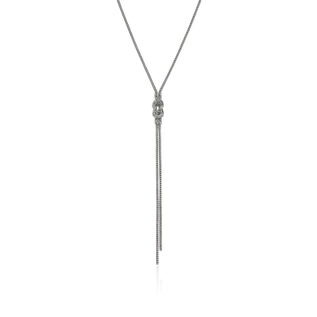 Sterling Silver Diamond Love Knot Y Necklace NBP987832DIX18-20