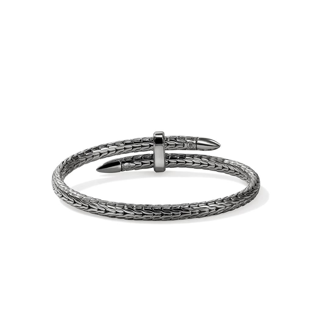 Dark Sterling Silver Black Rhodium 5.5mm Spear Cuff Bracelet CM901107BRDXL