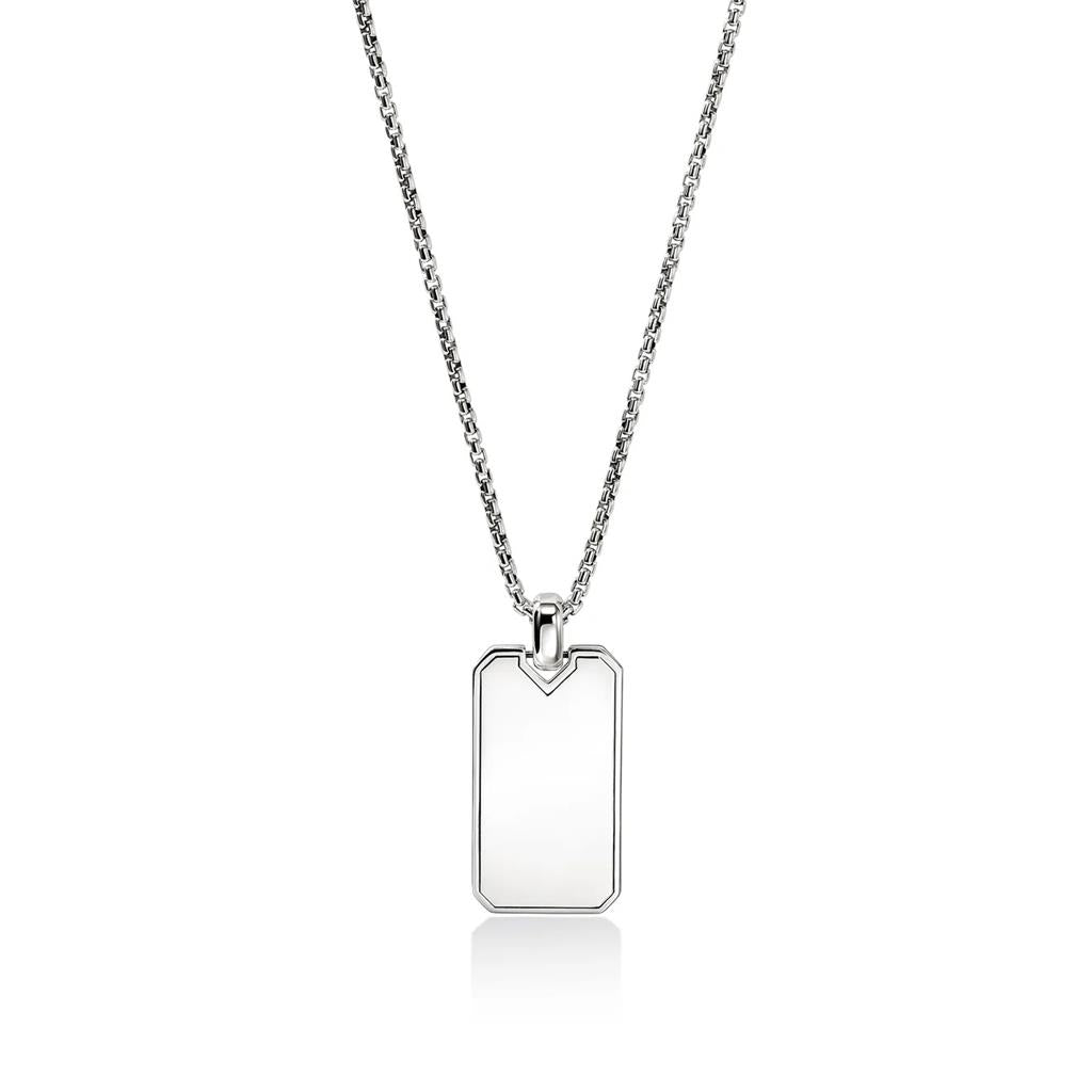 Icon 50 Tag Necklace – 2.7mm Sterling Silver Box Chain, 24