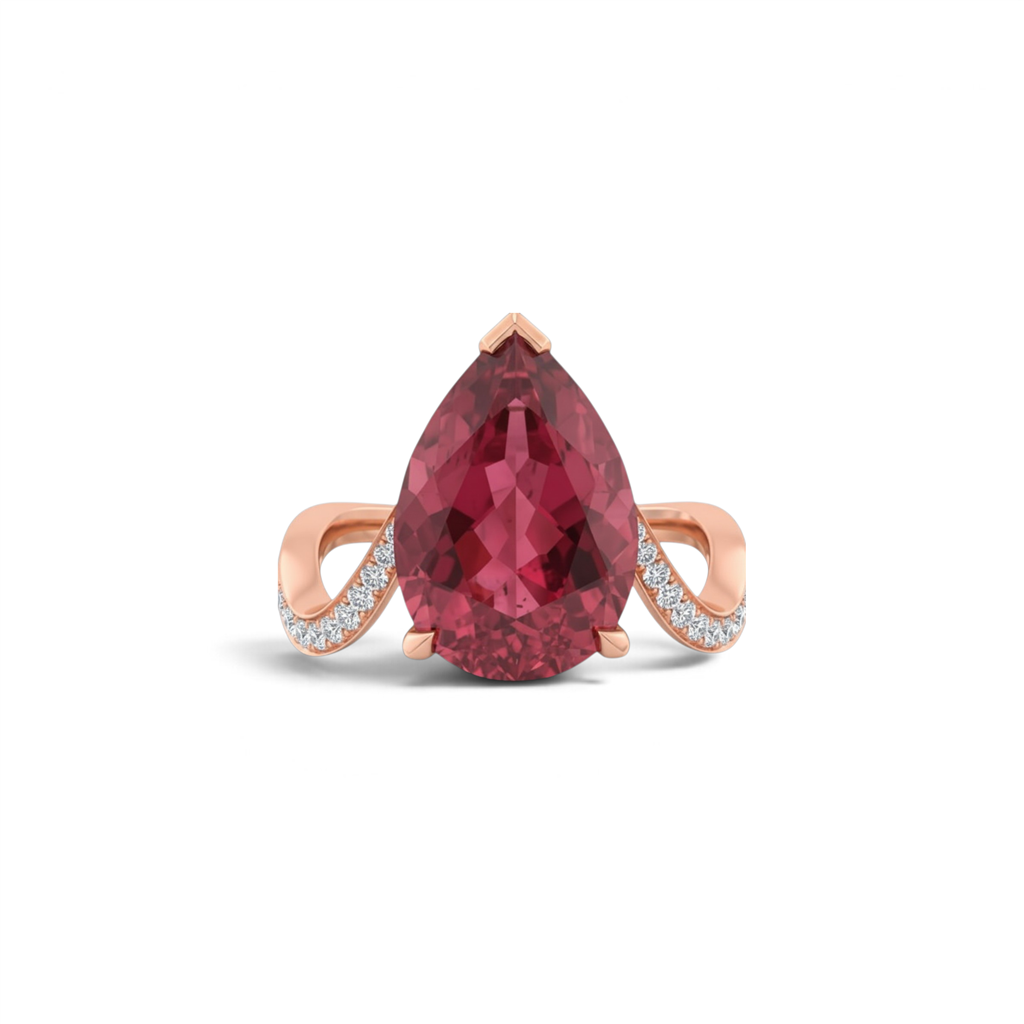 Stephen Webster 18KT Rose Gold Magnipheasant Rubellite Tourmaline & Diamond Cocktail Ring