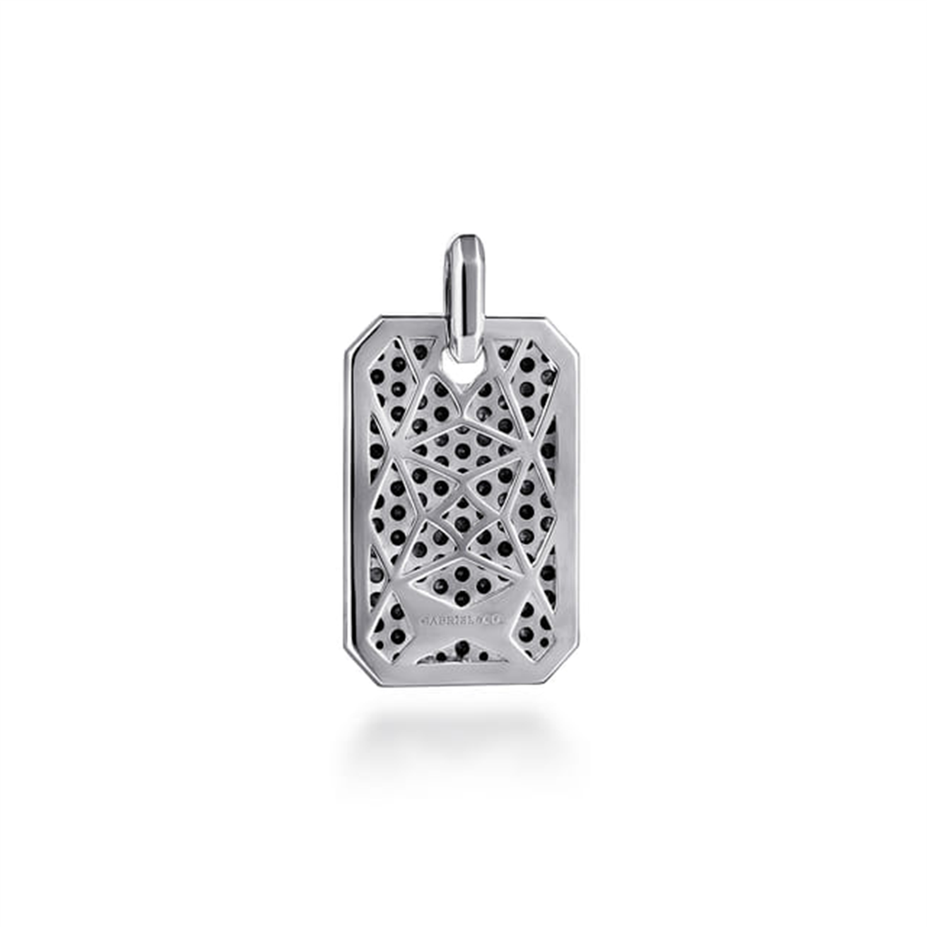 Sterling Silver Black Spinel Dog Tag Pendan (3.99cts, Style #PTM6548SVJBS)
