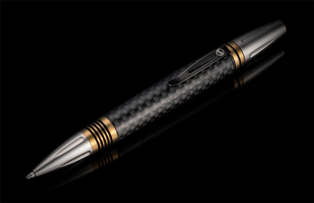 William Henry Twist-Action Writing Pen with Carbon Fiber Barrel and Brass Details