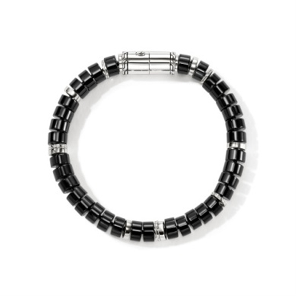 Sterling Silver 8mm Black Onyx Heishi Bracelet – Size UL