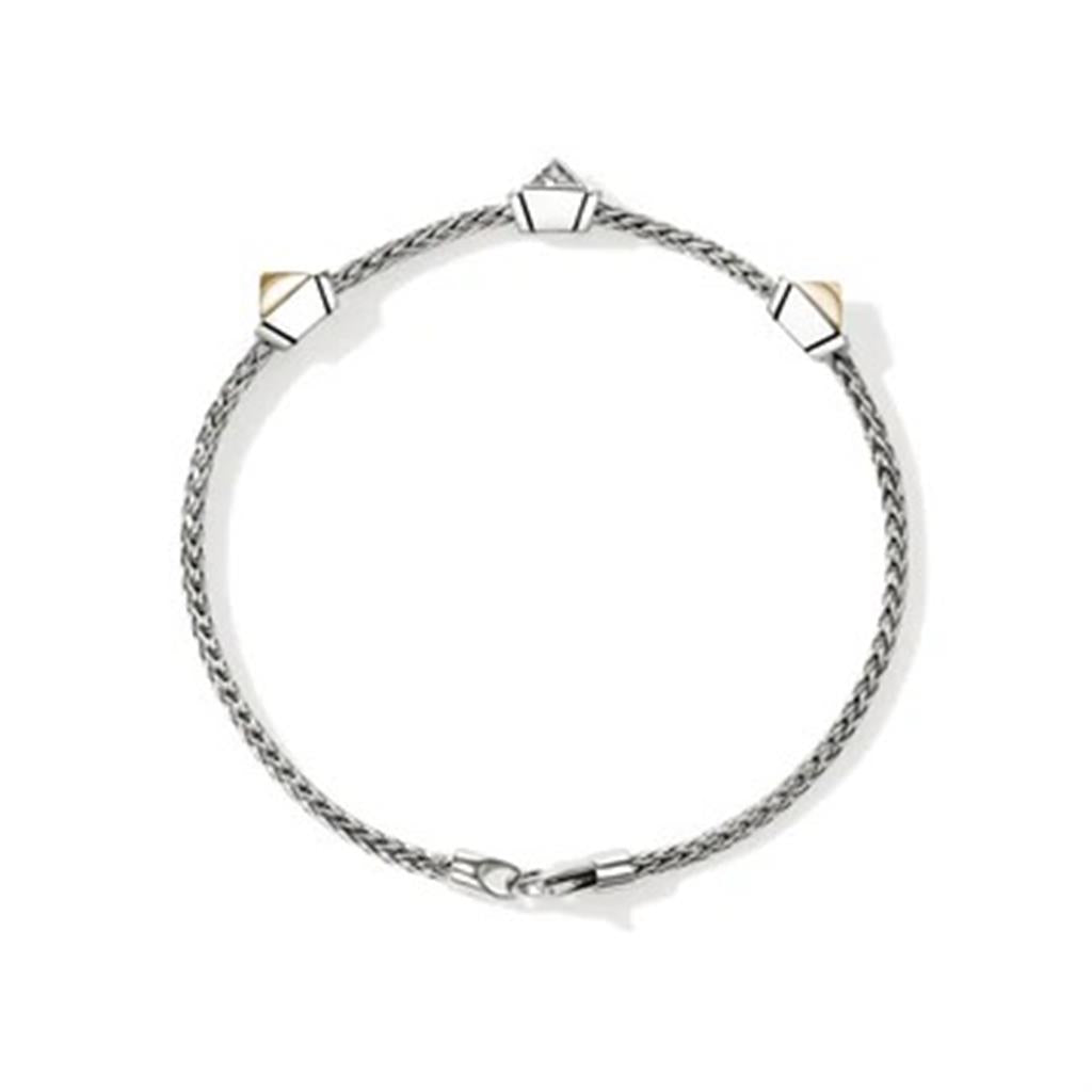 Sterling Silver & 14kt Yellow Gold 3-Station Diamond Icon Bracelet