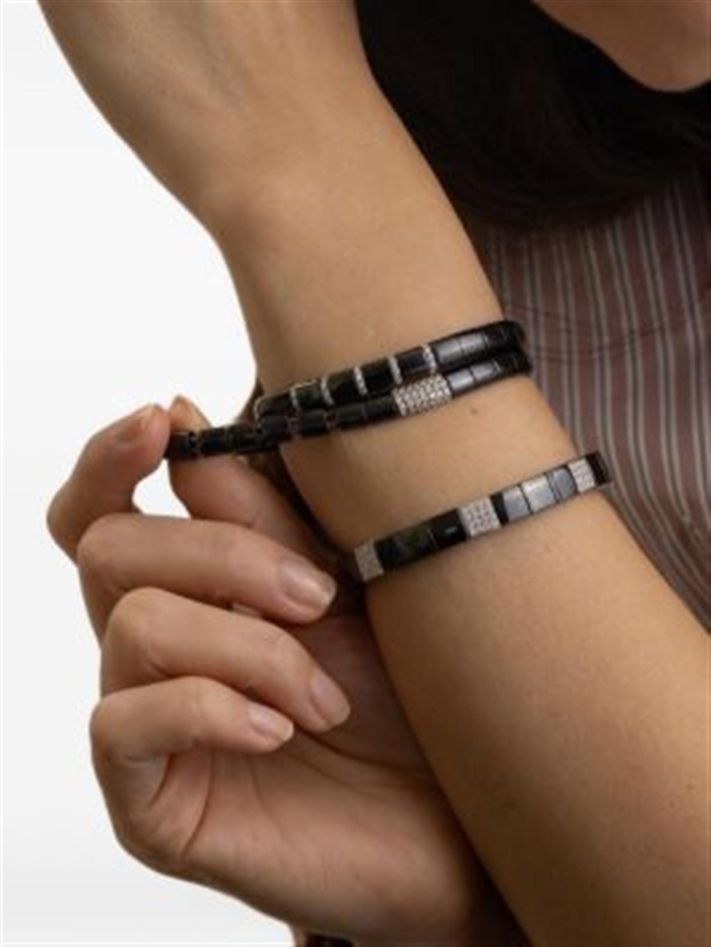 Demeglio Black Ceramic & 18KT White Gold 0.30ct Diamond Bracelet