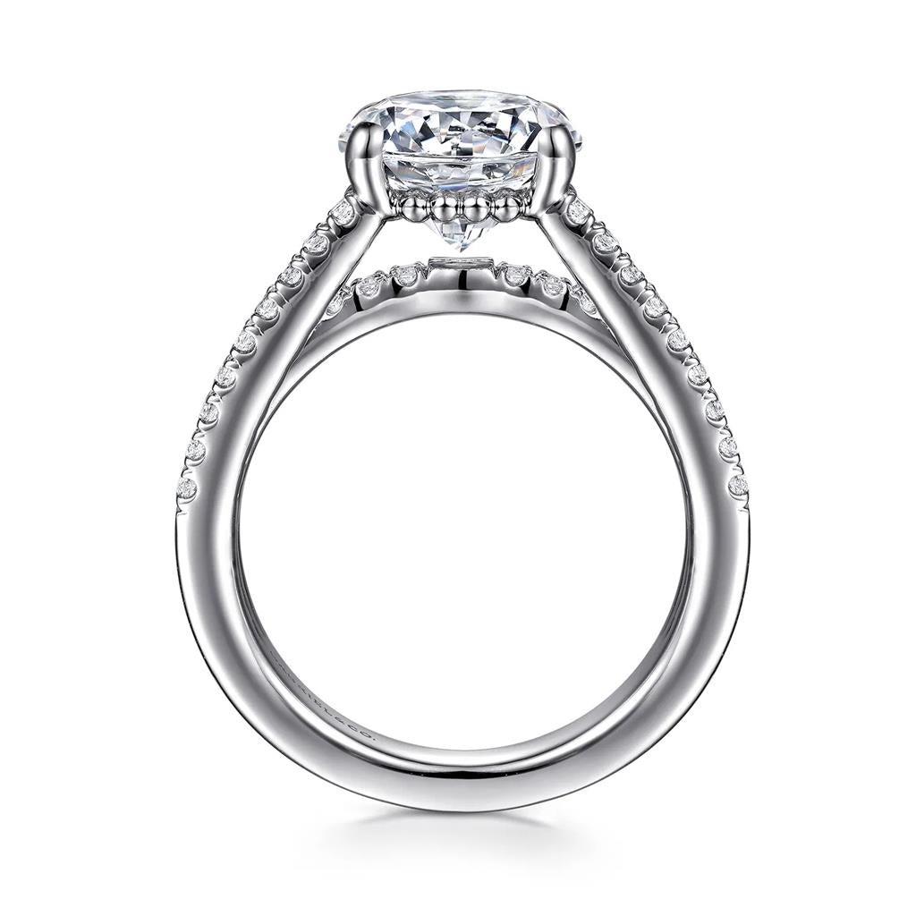 14kt White Gold 3-Row Split Shank Diamond Semi-Mounting
