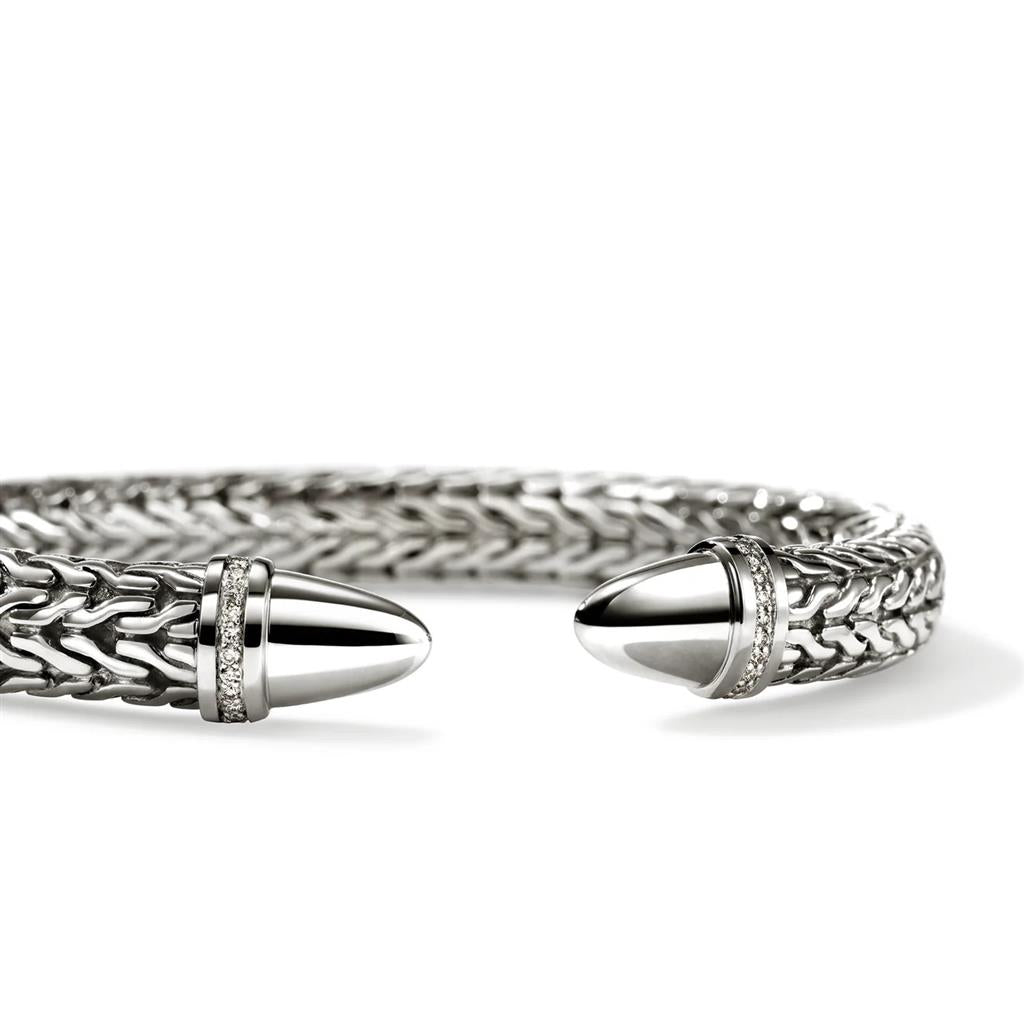 Spear 50 Flex Cuff Bracelet – 8.9mm Sterling Silver with 0.25ct Black Diamond Pavé CBP988982BDXIM