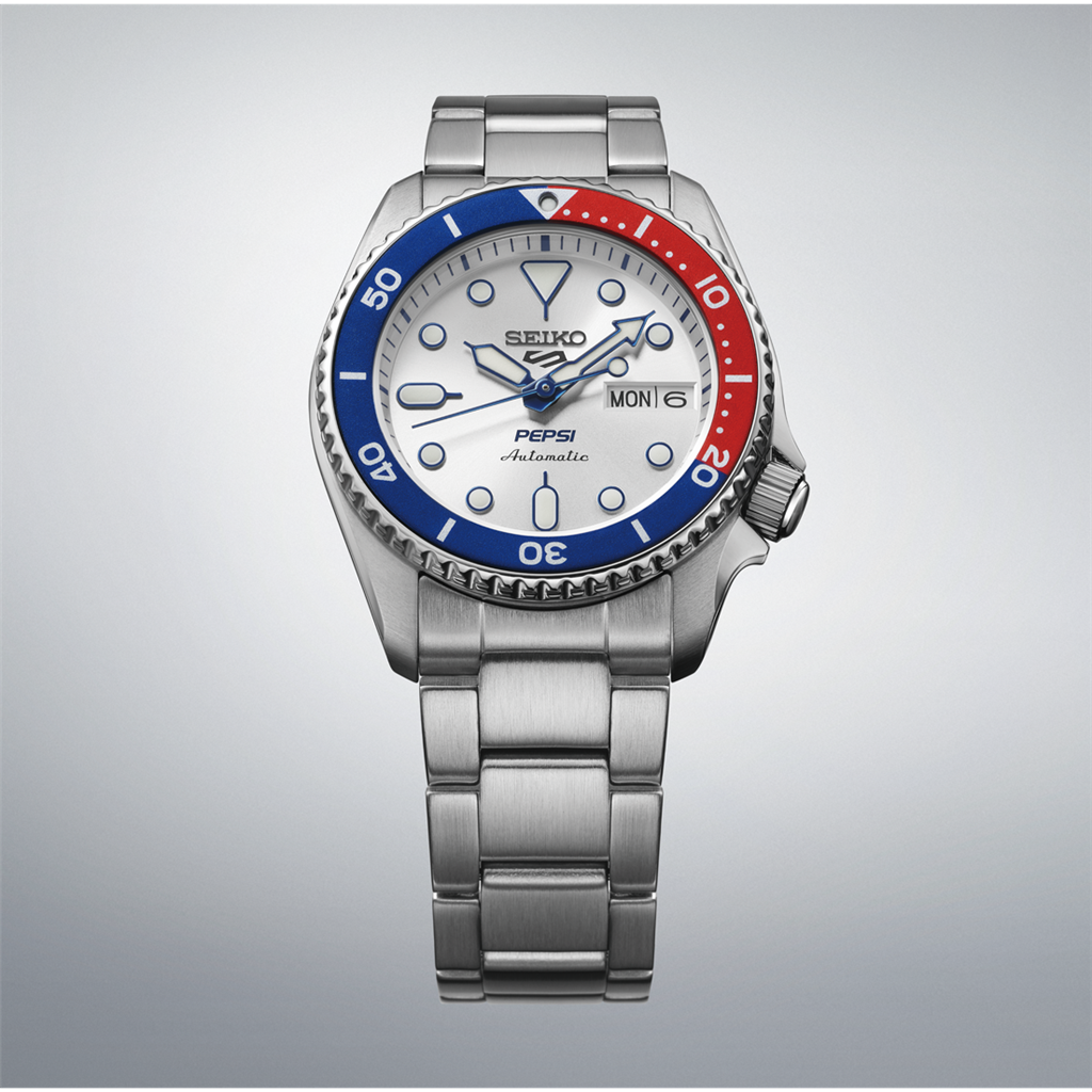 Seiko 5 Sports SRPL99 “Pepsi” Limited Edition Stainless Steel Silver Dial Automatic Watch
