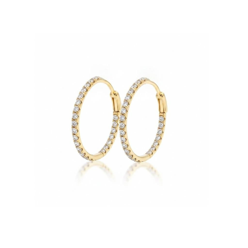 14K Yellow Gold Diamond Inside-Outside Oval Hoop Earrings | 1.00ct